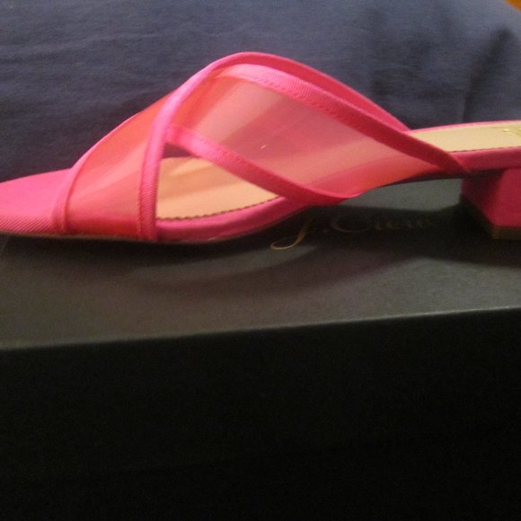 size 9 J.Crew florescent pink FLORENCE sandal slides mules low heel - Picture 5 of 7